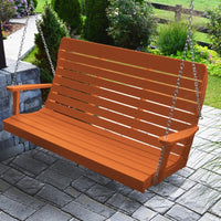 A&L Furniture Amish-Made Poly Winston Porch Swing, Orange