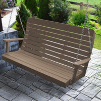 A&L Furniture Amish-Made Poly Winston Porch Swing, Weathered Wood