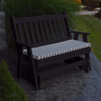 A&L Furniture Amish-Made Poly Traditional English Glider Bench, Black