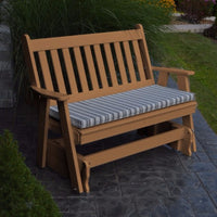 A&L Furniture Amish-Made Poly Traditional English Glider Bench, Cedar