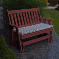 A&L Furniture Amish-Made Poly Traditional English Glider Bench, Cherrywood