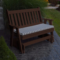 A&L Furniture Amish-Made Poly Traditional English Glider Bench, Tudor Brown