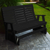 A&L Furniture Amish-Made Poly Winston Glider Bench, Black