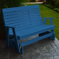 A&L Furniture Amish-Made Poly Winston Glider Bench, Blue