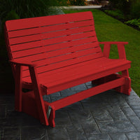 A&L Furniture Amish-Made Poly Winston Glider Bench, Bright Red