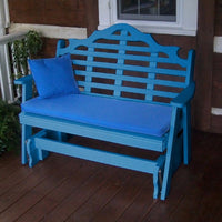 A&L Furniture Amish-Made Poly Marlboro Glider Bench, Blue