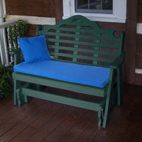 A&L Furniture Amish-Made Poly Marlboro Glider Bench, Turf Green