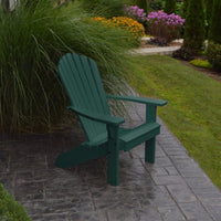 A&L Furniture Amish-Made Poly Fanback Adirondack Chair, Turf Green
