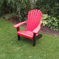 A&L Furniture Amish-Made Two-Tone Poly Adirondack Chair, Bright Red with Black Frame