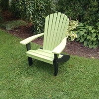 A&L Furniture Amish-Made Two-Tone Poly Adirondack Chair, Tropical Lime with Black Frame