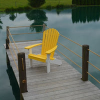 A&L Furniture Amish-Made Two-Tone Poly Adirondack Chair, Lemon Yellow with White Frame