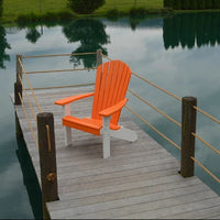A&L Furniture Amish-Made Two-Tone Poly Adirondack Chair, Orange with White Frame