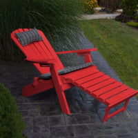 A&L Furniture Folding/Reclining Poly Adirondack Chair with Pullout Ottoman, Bright Red