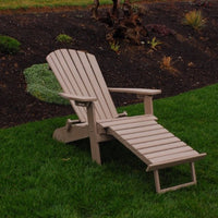 A&L Furniture Folding/Reclining Poly Adirondack Chair with Pullout Ottoman, Weathered Wood