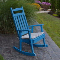 A&L Furniture Amish-Made Poly Porch Rocker, Blue