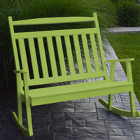 A&L Furniture Amish-Made Poly Double Classic Porch Rocker, Tropical Lime