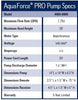 Specifications of the Aquascape® AquaForce® PRO Adjustable Flow Solids-Handling Pump