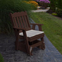 A&L Furniture Amish-Made Poly Royal English Glider Chair, Tudor Brown