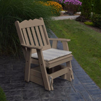 A&L Furniture Amish-Made Poly Royal English Glider Chair, Weathered Wood