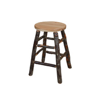 A&L Furniture Amish-Made Rustic Hickory Counter Stools, Side View