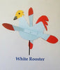 White Rooster Whirlybird Wind Spinner Yard Decoration
