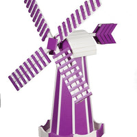 Amish-Made Poly Windmill Lawn Ornament, Purple with White Trim