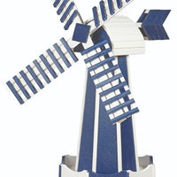 Amish-Made Poly Windmill Lawn Ornament, Patriotic Blue with Ivory Trim