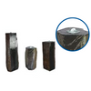A set of three polished basalt stones in different sizes for garden or landscape use, with a close-up of the 40" size basalt showing its polished surface.