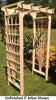 Amish-Made Pine Concord Arbors with fan lattice and straight cross-bar, unfinished