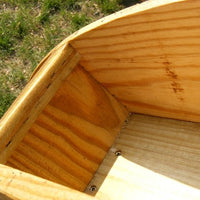 Closeup of troughs on the Amish-Made Decorative Rotating Wooden Water Wheels