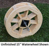 15" Amish-Made Decorative Rotating Wooden Water Wheel, Unfinished