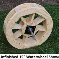 15" Amish-Made Decorative Rotating Wooden Water Wheel, Unfinished