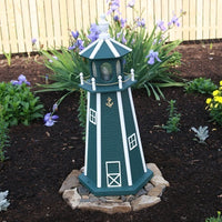 2' Amish-Made Painted Wooden Lighthouse, Lancaster Green with White Trim
