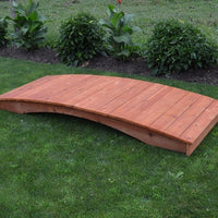 8' Amish-Made Weight-Bearing Cedar Plank Garden Bridge, Cedar Stain