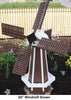 Amish-Made Painted Wooden Dutch Windmill, Charcoal Brown with White Trim