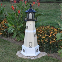 4' Hexagonal Amish-Made Wooden Split Rock, MN Replica Lighthouse with Base