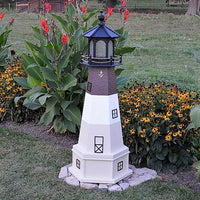 4' Hexagonal Amish-Made Wooden Oak Island, NC Replica Lighthouse with Base