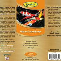 Product label for 32 ounce EasyPro Water Conditioner and Dechlorinator