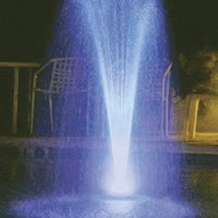 Complete Aquatics Floating Fountain with RGB Lighting illuminated at nighttime