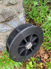 Angled view of Small Amish-Made Poly Waterwheel in Black