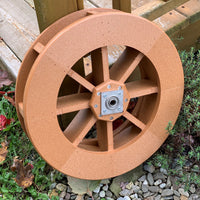 Angled view of Small Amish-Made Poly Waterwheel in Cedar