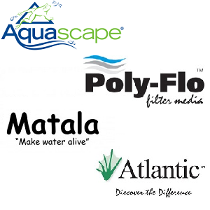 Filter media products from Aquascape, Atlantic, Matala and Poly-Flo