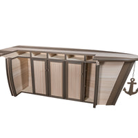 Amish-Made Anchor Avenue Collection 118" Boat-Shaped Poly Bar Table with Shelves and Cabinets