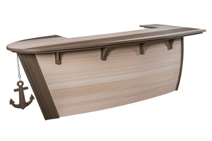 Amish-Made Anchor Avenue Collection 118" Boat-Shaped Poly Bar Table with Shelves and Cabinets