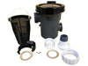 Sequence 1.5" Outlet 90 Cubic Inch Strainer basket and its parts laid out.