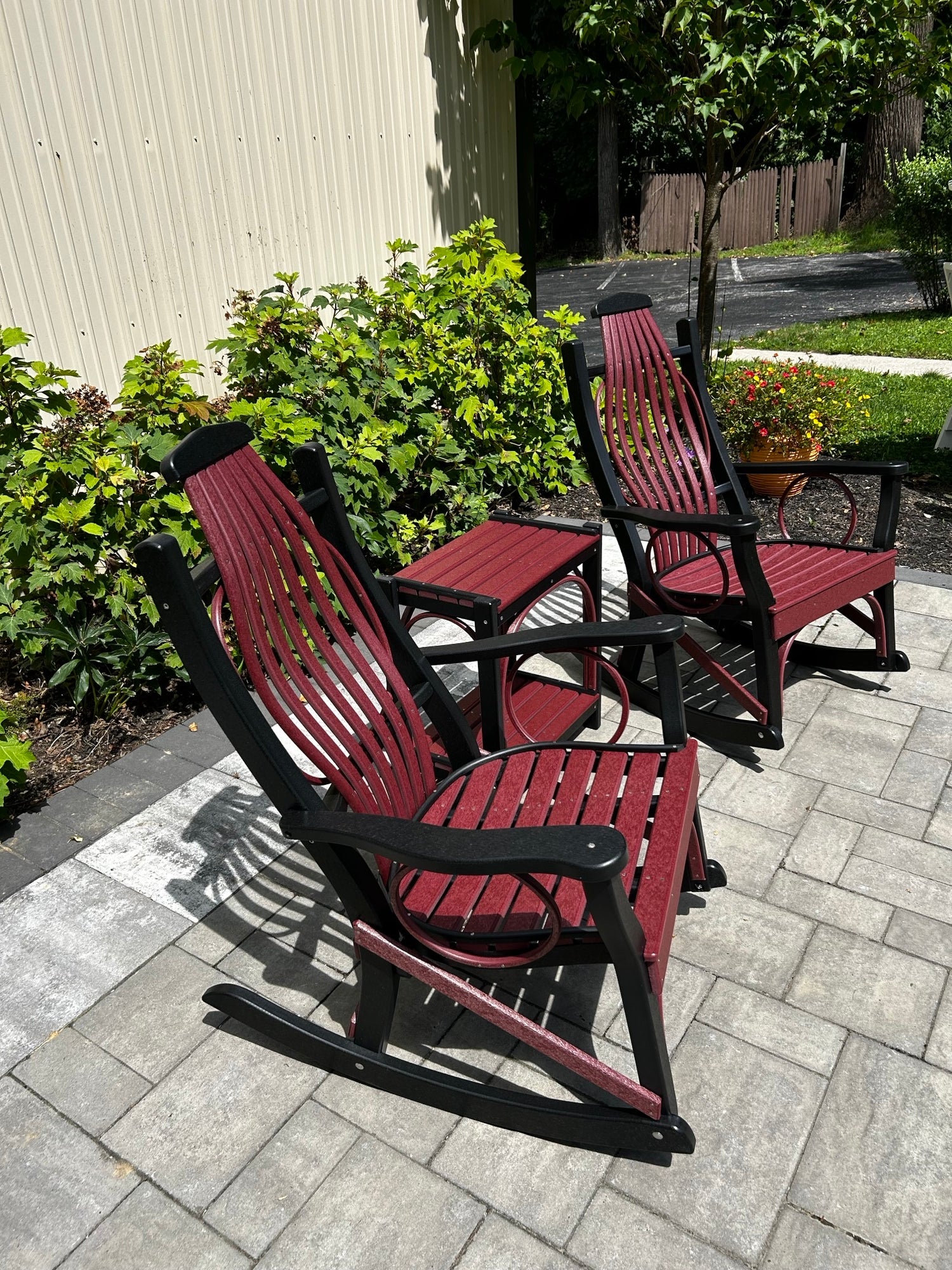 Amish-Made Poly Fanback Adirondack Chairs - Practical Garden Ponds