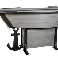 Amish-Made Anchor Avenue Collection 76" Boat-Shaped Poly Bar Table with Shelves