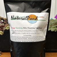 Natural Pond TRUE Variety Mix Floating Koi & Goldfish Food with three pellet shapes and sizes in one quality container!