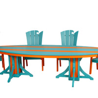 Amish-Made SurfAira Collection 10' Surfboard-Shaped Poly Dining Table Set