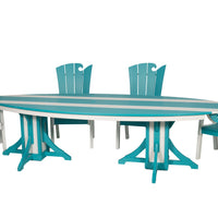 Amish-Made SurfAira Collection 10' Surfboard-Shaped Poly Dining Table Set